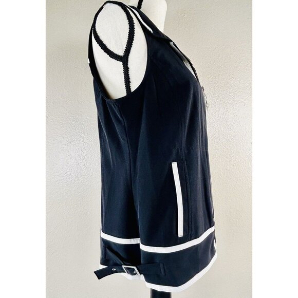 Chicos Zynergy Vest Black & White Zipper Side Buckles Size 1 M LOOKS UNWORN EUC - Picture 3 of 9